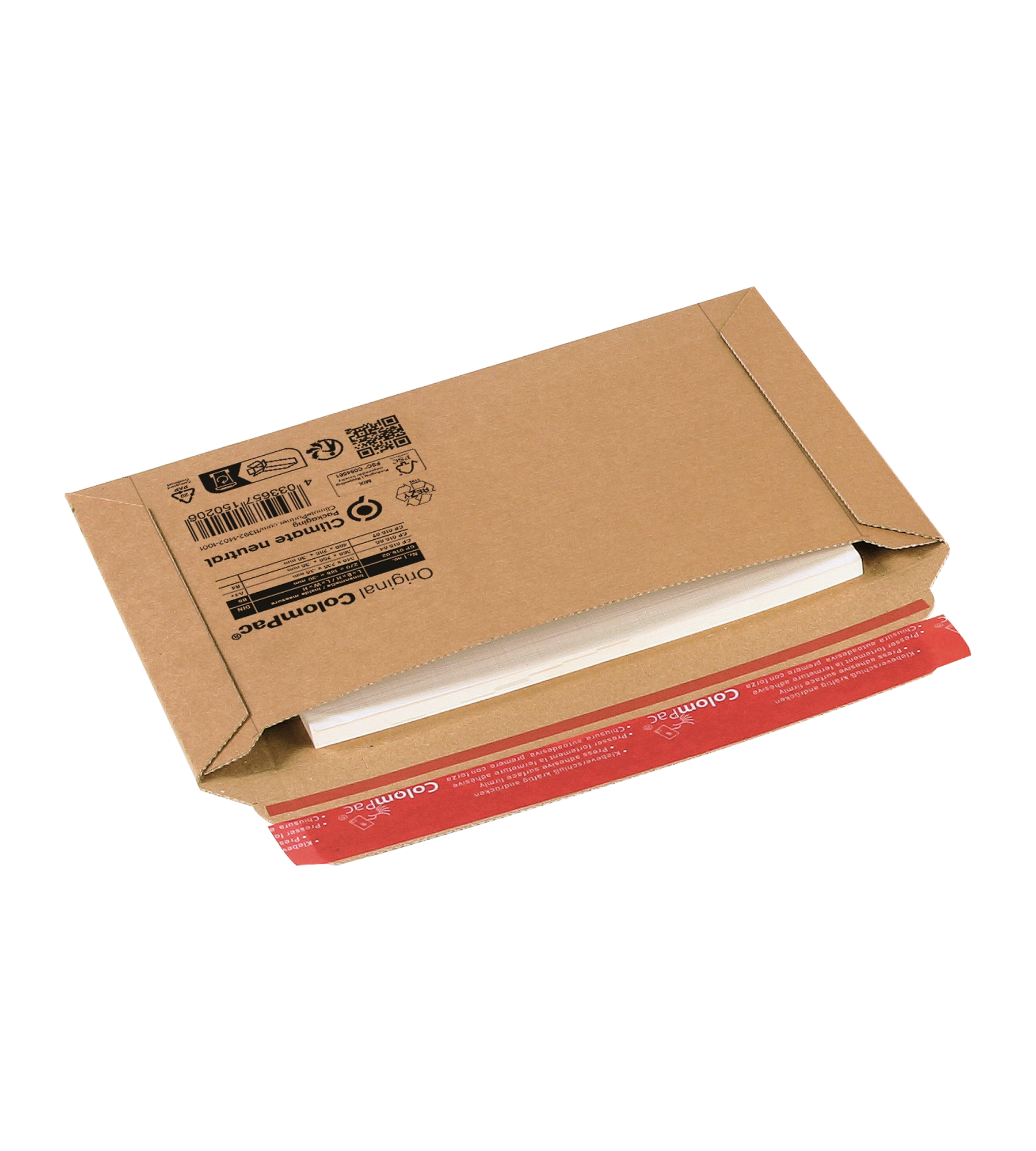 Pochette carton postale adhésive en carton kraft brun - 235x310 mm